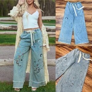 POL Denim / Chambray Wide Leg Pants